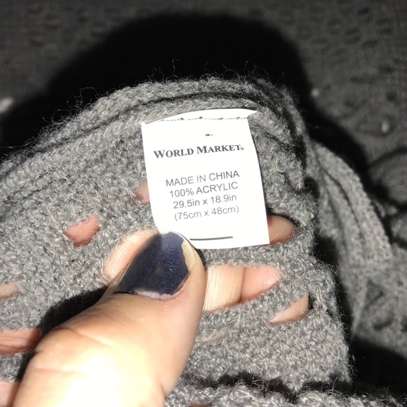 World Market Gray Infinity Fringe Scarf ~B6 - Picture 3 of 3